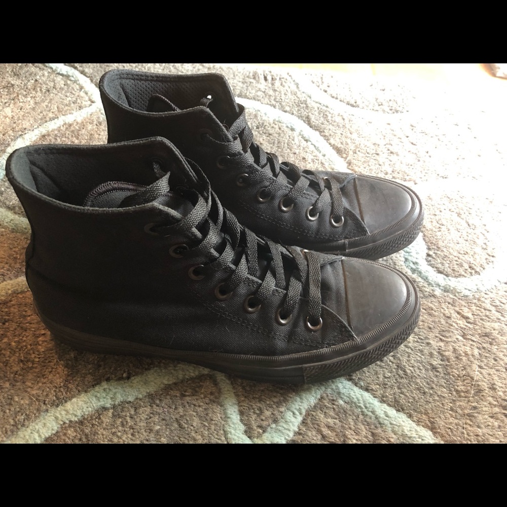 Black high top converse with Nike Lunarlon foam